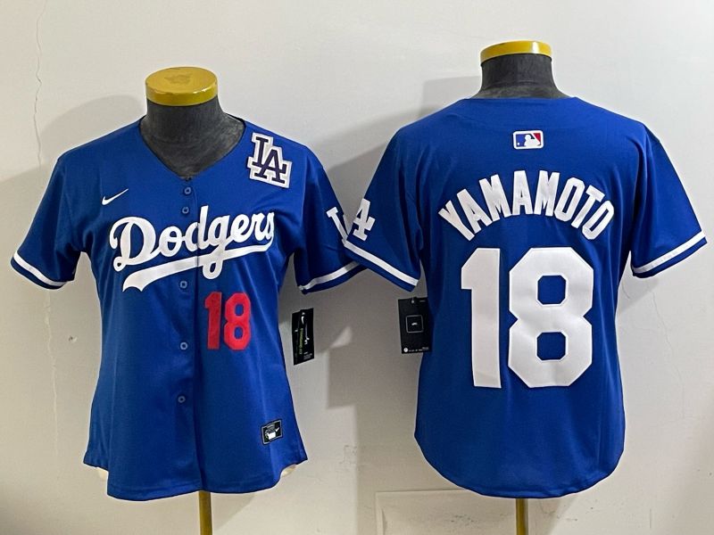 Youth 2025 Los Angeles Dodgers #18 Yamamoto Blue Game Nike MLB Jersey style 0020